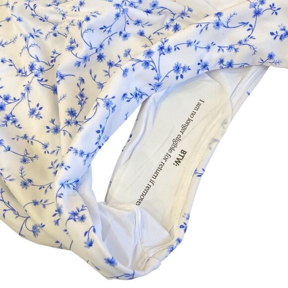 Andie Blue White Symi Ditsy Floral Print Bikini Bottom Sz L NWT - Picture 7 of 16